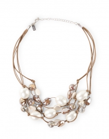 Opal, Pearl and Silver Beaded Leather Necklace