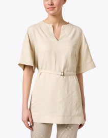 Front image thumbnail - Piazza Sempione - Beige Belted Tunic Top