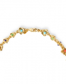 Back image thumbnail - Kenneth Jay Lane - Gold Multicolor and Pearl Cabochons Flowers Necklace