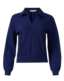 Product image thumbnail - White + Warren - Navy Polo Sweater