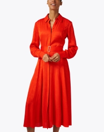 Front image thumbnail - Jason Wu Collection - Coral Jacquard Shirt Dress 