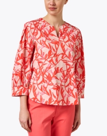 Front image thumbnail - Marc Cain - Red and Pink Print Cotton Top