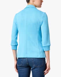 Back image thumbnail - Amina Rubinacci - Blue Linen Cotton Knit Jacket