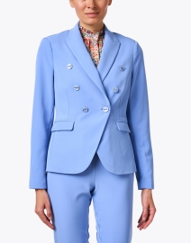 Front image thumbnail - Ecru - Blue Double Breasted Blazer