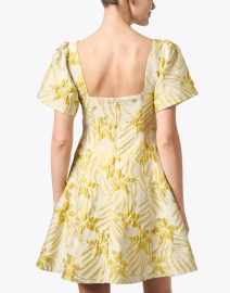 Back image thumbnail - Abbey Glass - Ivory and Green Jacquard Dress