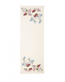 Front image thumbnail - Janavi - Ivory and Multi Floral Embroidered Wool Scarf