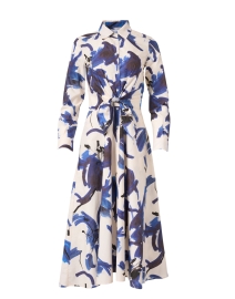 Dralla White and Navy Floral Print Dress