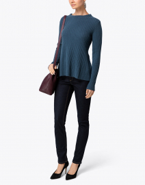 Teal Cashmere Ribbed Sweater