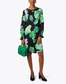 Look image thumbnail - Marc Cain - Black and Green Floral Print Dress