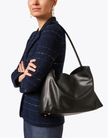 Look image thumbnail - Ines de la Fressange - Leonore Black Leather Shoulder Bag