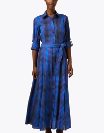 Front image thumbnail - Finley - Laine Blue Plaid Cotton Dress