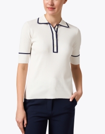 Front image thumbnail - Kinross - White and Navy Polo Sweater