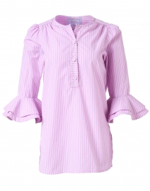 Product image thumbnail - Dovima Paris - Wren Lilac and White Stripe Cotton Shirt