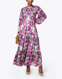 Look image thumbnail - Oliphant - Purple Floral Print Smocked Dress