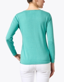 Back image thumbnail - Blue - Sea Green Pima Cotton Sweater 