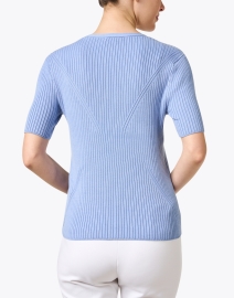 Back image thumbnail - Ecru - Blue Rib Knit Sweater