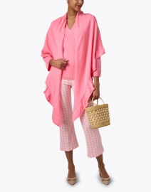 Look image thumbnail - Kinross - Pink Cashmere Ruffle Trim Wrap