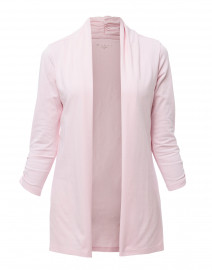 Pale Pink Ruched Sleeve Cotton Cardigan