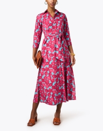 Look image thumbnail - Rosso35 - Pink and Blue Print Poplin Shirt Dress