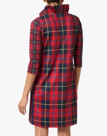 Back image thumbnail - Gretchen Scott - Plaidly Red Plaid Ruffle Neck Dress