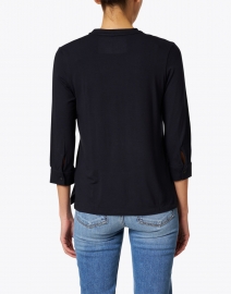 Back image thumbnail - Majestic Filatures - Navy Stretch Henley Top