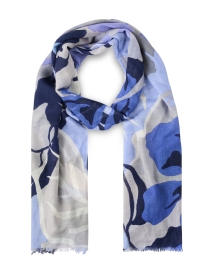 Blue and Grey Print Silk Cashmere Scarf