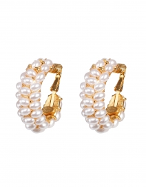 Gold and Pearl Hoop Clip-On Earrings