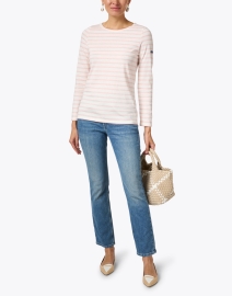 Look image thumbnail - Saint James - Minquidame Ivory and Pink Striped Cotton Top