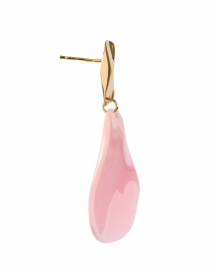 Back image thumbnail - Nest - Pink Conch and Gold Drop Earrings