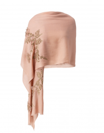 Pink Floral Sequined Embroidered Wool Scarf