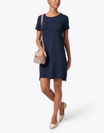 Look image thumbnail - Southcott - Elinor Navy Bamboo Cotton T-Shirt Dress