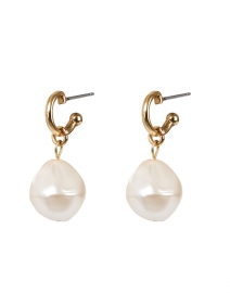Perle Gold and Pearl Hoop Drop Earrings