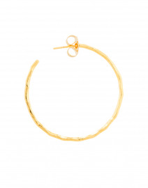 Back image thumbnail - Nest - Gold Thin Hammered Hoop Earrings