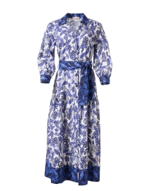 Product image thumbnail - Purotatto - Blue Print Stretch Cotton Poplin Dress