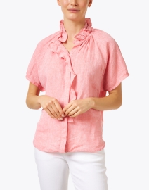 Front image thumbnail - Finley - Frankie Pink Linen Shirt