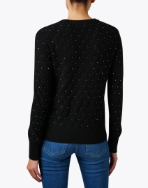 Back image thumbnail - White + Warren - Black Cashmere Embellished Sweater