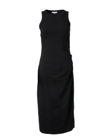 Black Ruched Cotton Dress