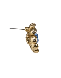 Back image thumbnail - Oscar de la Renta - Sapphire Crystal Flower Earrings