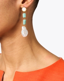 Look image thumbnail - Lizzie Fortunato - Coastline Stone and Pearl Drop Earrings