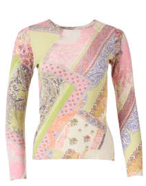 Pink and Green Paisley Print Sweater