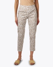 Front image thumbnail - Piazza Sempione - Monia Beige Printed Stretch Cotton Pant