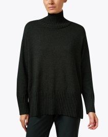 Front image thumbnail - Eileen Fisher - Ivy Green Wool Turtleneck Sweater
