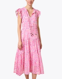 Front image thumbnail - Oliphant - Pink Floral Print Cotton Dress