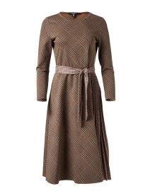 Pietra Brown Plaid Pleated Dress