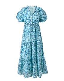 Product image thumbnail - Banjanan - Poppy Aqua Print Cotton Dress