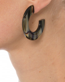 Look image thumbnail - Pono by Joan Goodman - Gia Gold and Brown Resin Hoop Earrings
