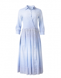 Elenat Blue Gingham Stretch Cotton Dress