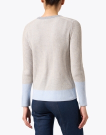 Back image thumbnail - Kinross - Sky Grey and Blue Multi Cashmere Sweater