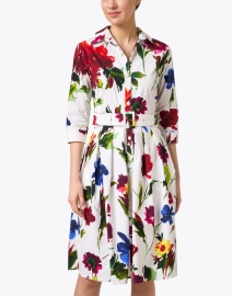 Front image thumbnail - Samantha Sung - Audrey White Multi Floral Print Stretch Cotton Dress