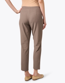 Back image thumbnail - Eileen Fisher - Taupe Stretch Crepe Slim Ankle Pant